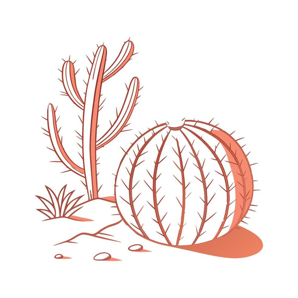 Distinctive Coral Cactus Unique Illustration vector