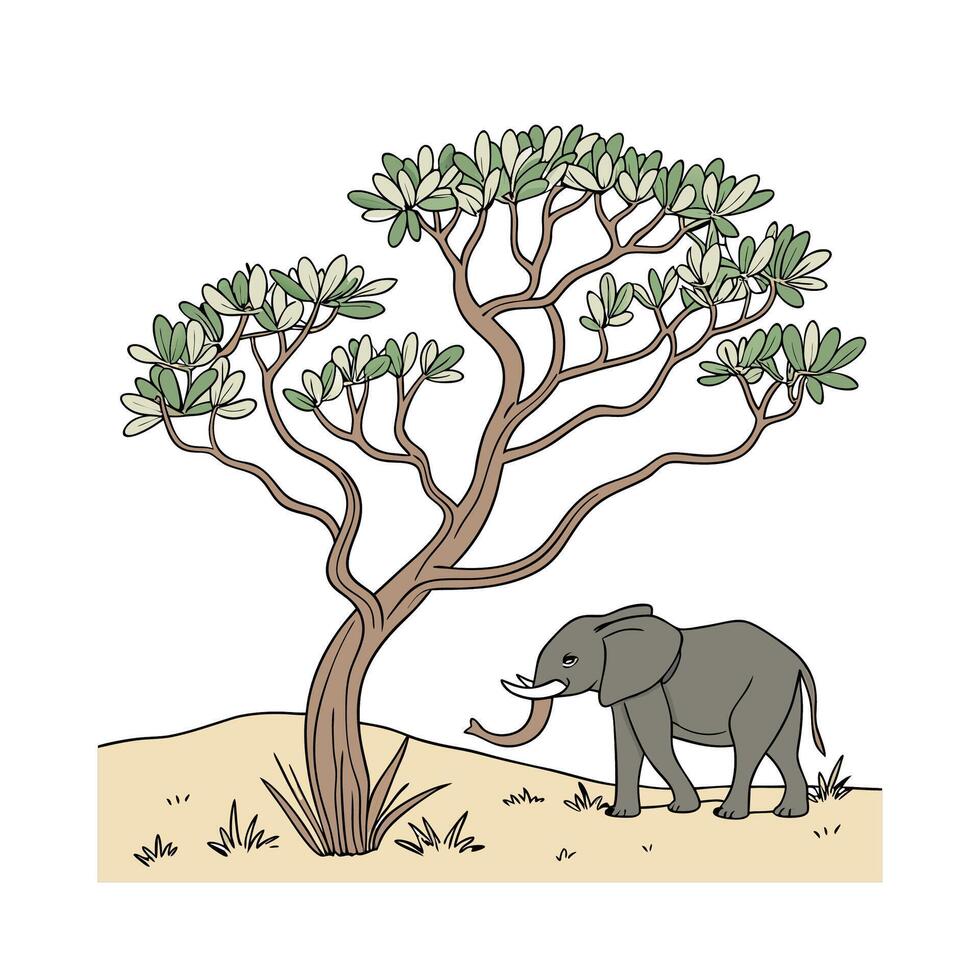 Stylish Elephant Bush Plant Illustration vector
