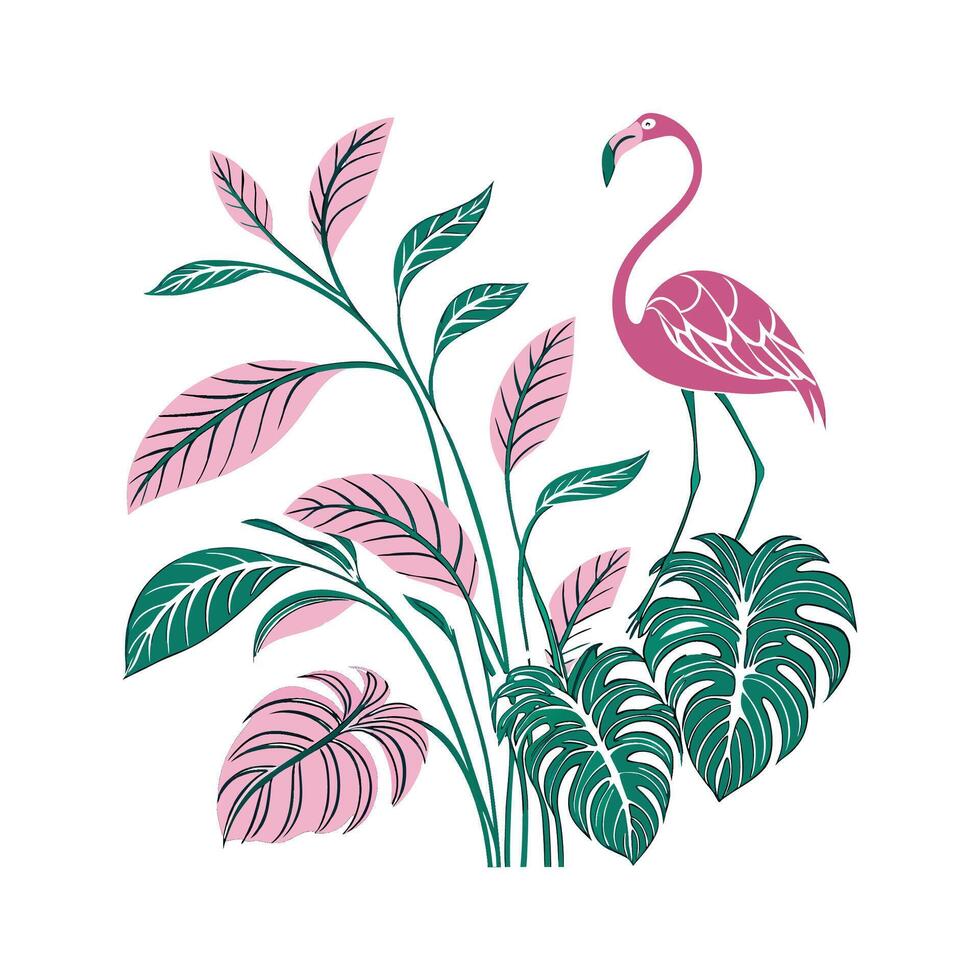 Elegant Flamingo Plant Unique Design vector