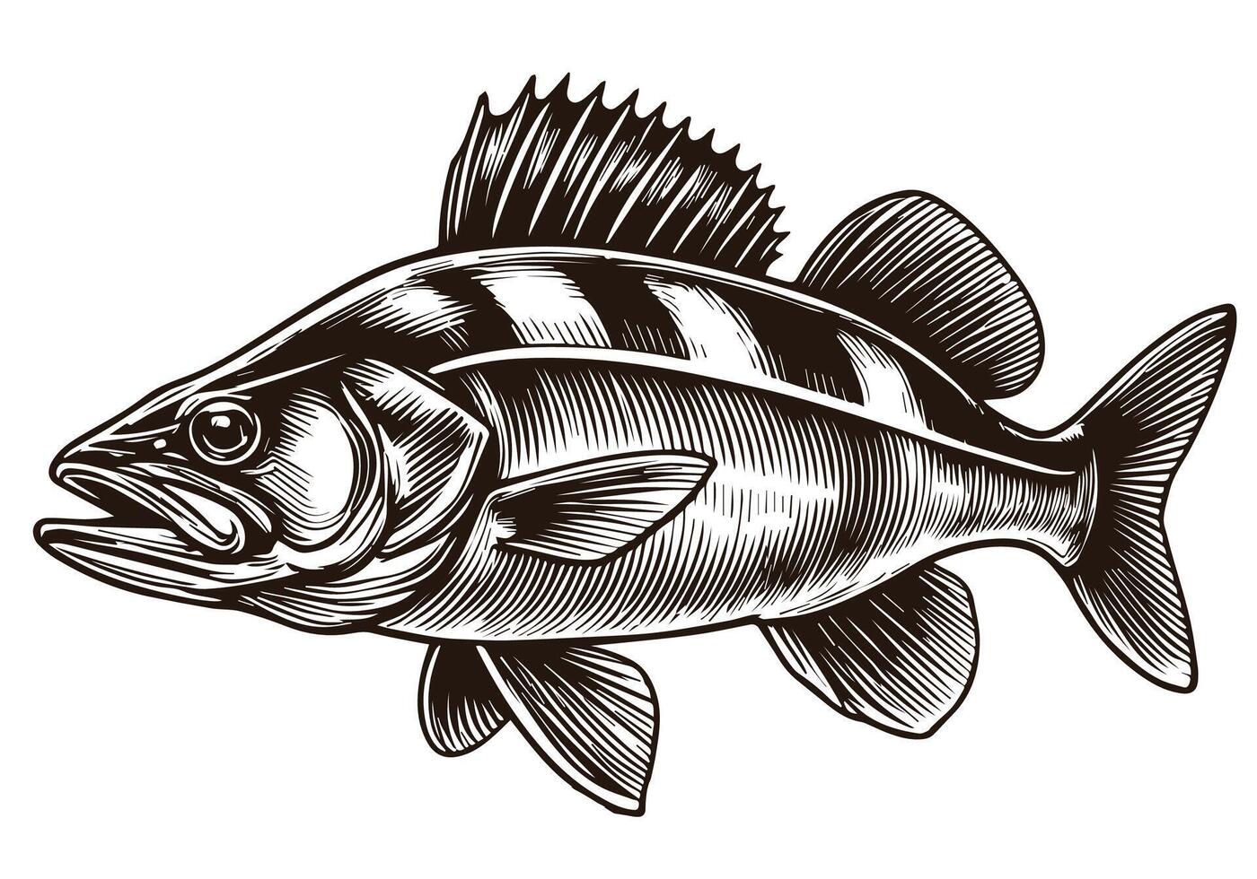 Walleye Fish Drawing Design vector