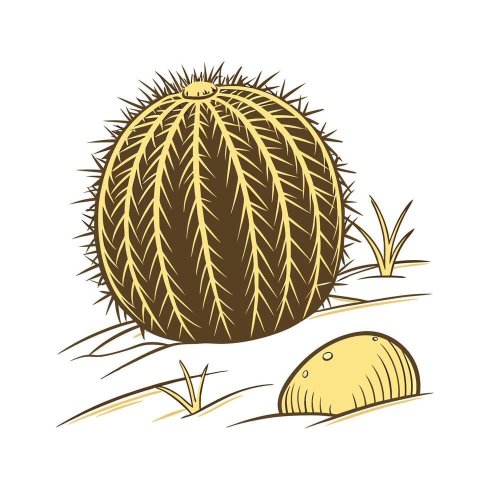 Charming Golden Barrel Cactus Illustration vector