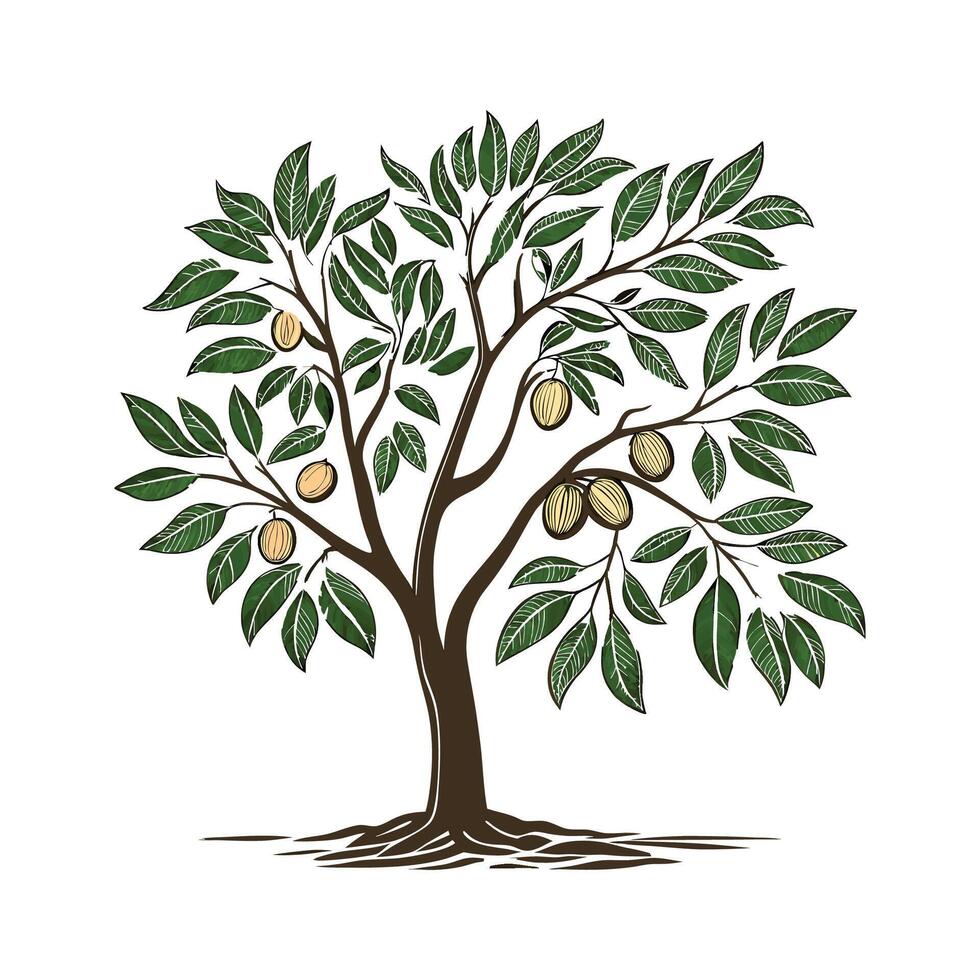 Stylish Nutmeg Tree Illustration vector