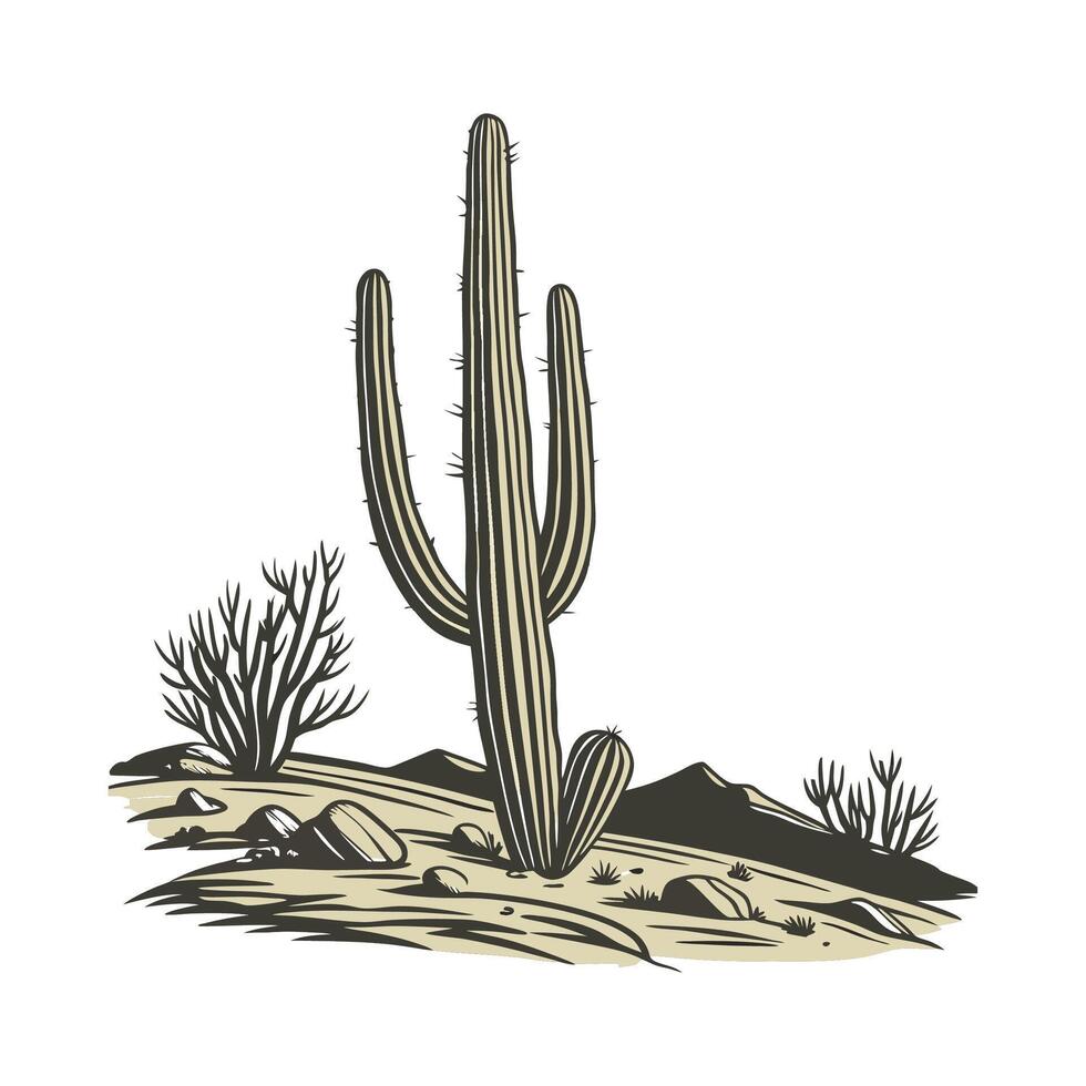 Elegant Organ Pipe Cactus on Bright White Background vector