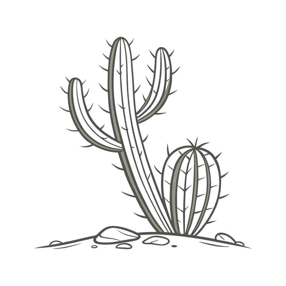 Elegant Pencil Cactus on Bright White Surface vector