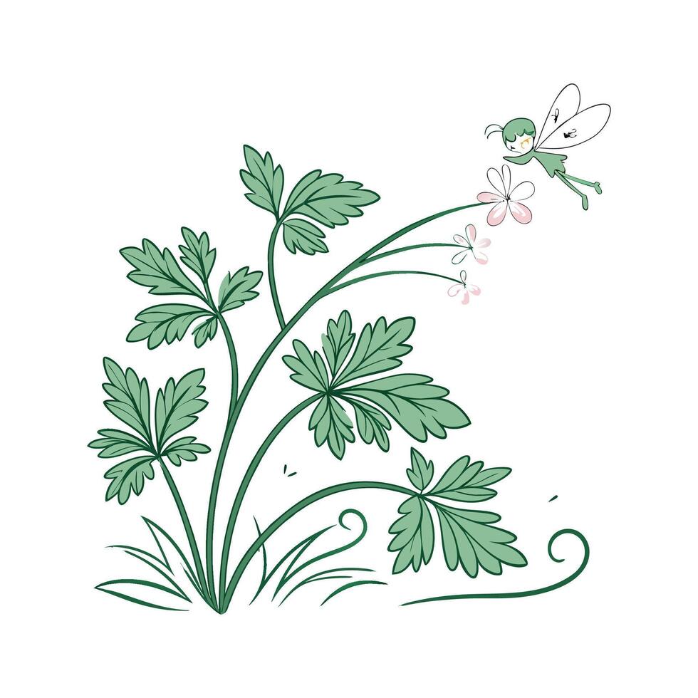 Elegant Pixie Plant on Bright White Background vector