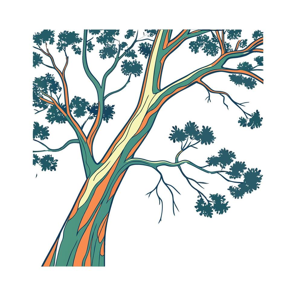 Charming Rainbow Eucalyptus on Clean White Background vector