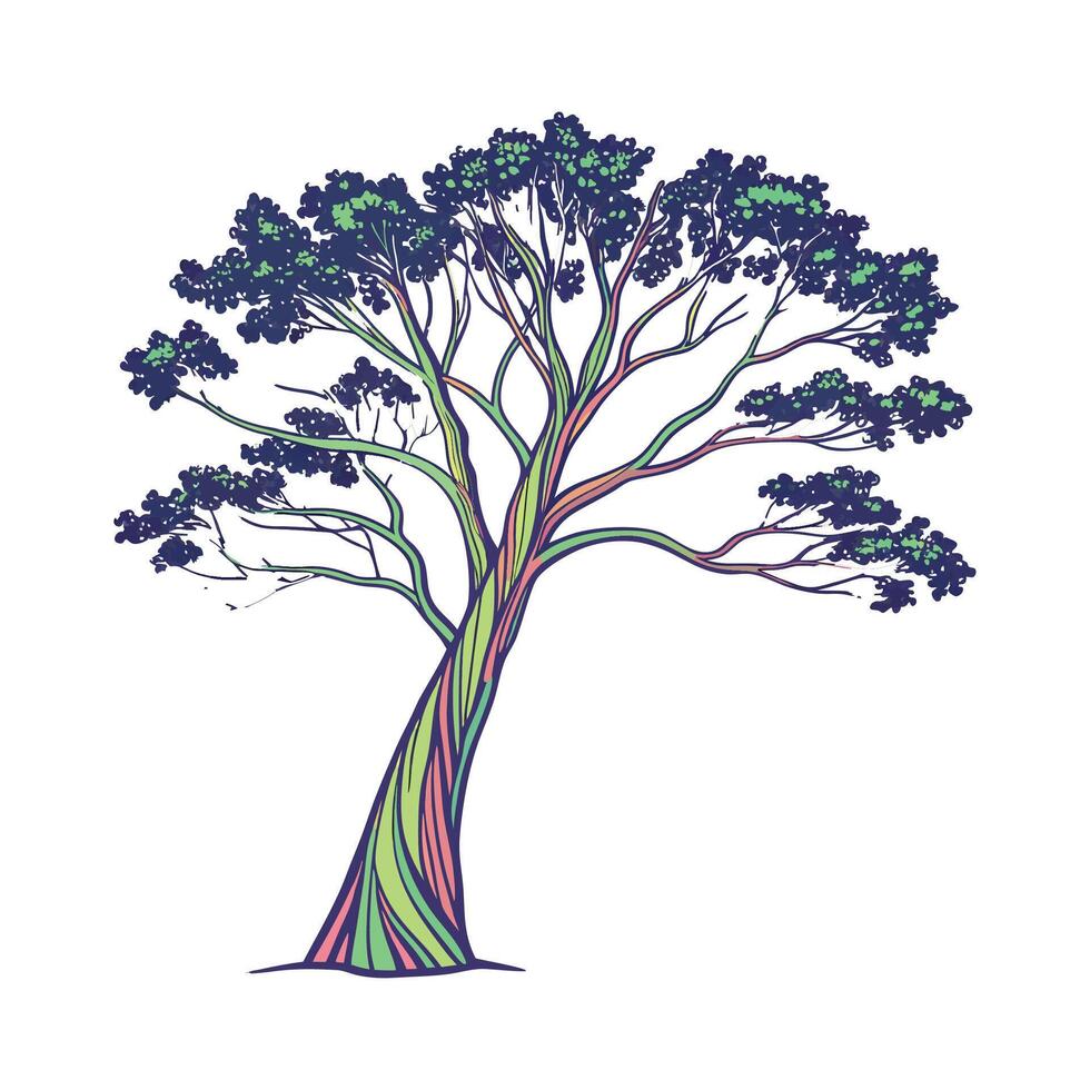 Stunning Eucalyptus Deglupta Displayed on Bright White vector