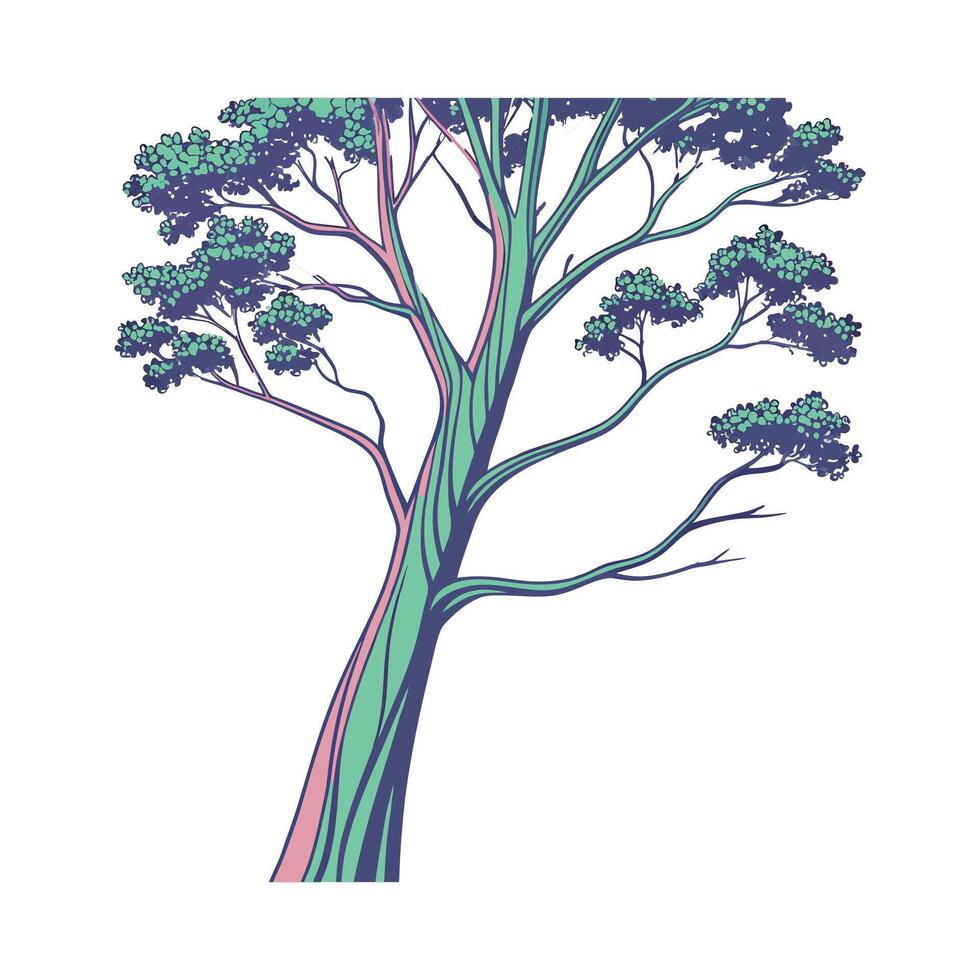 Elegant Rainbow Eucalyptus on Bright White Canvas vector