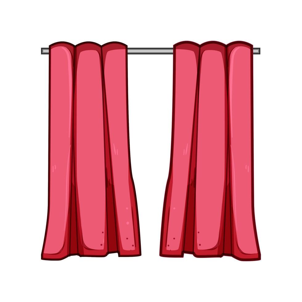 bedroom blackout curtains cartoon illustration vector