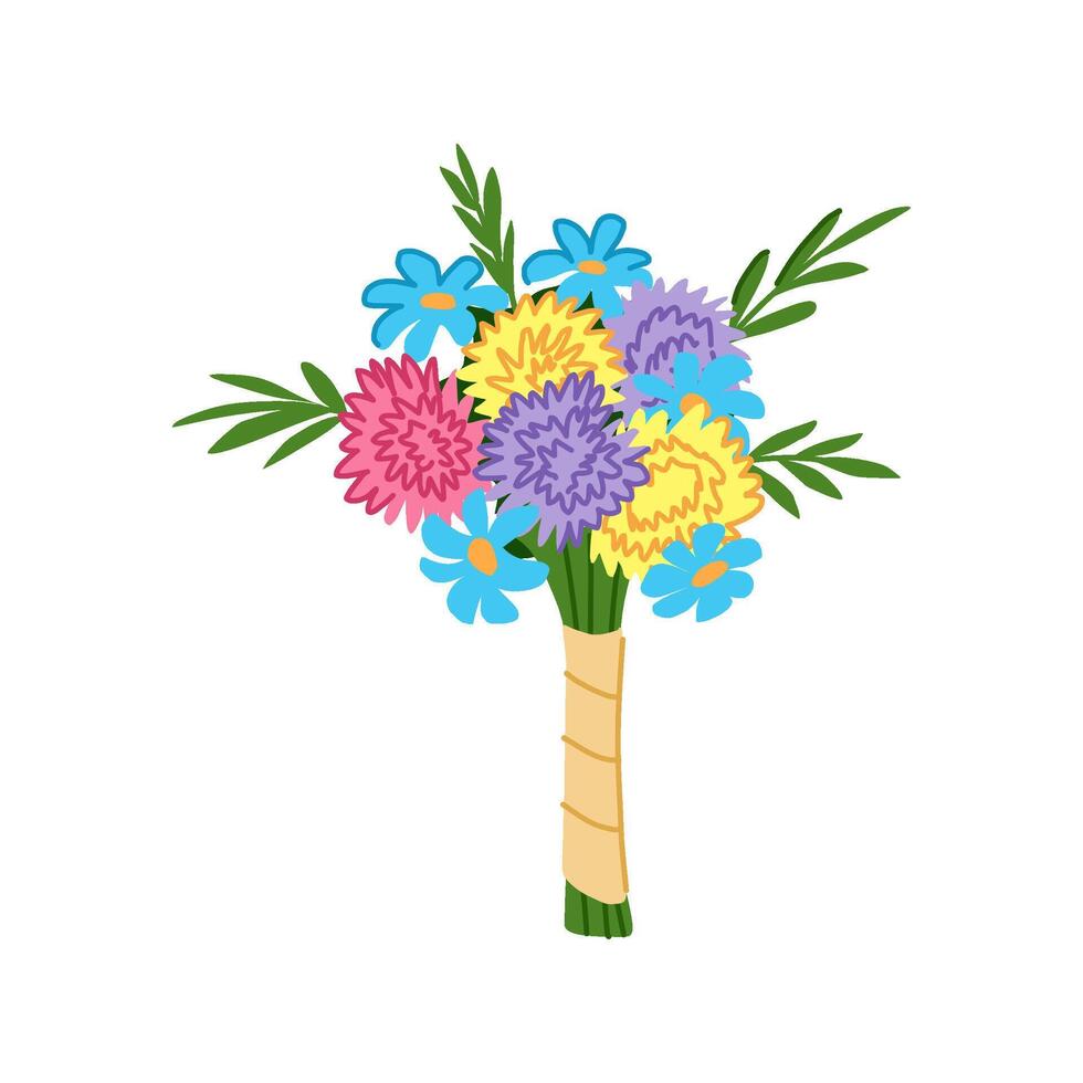 flowers bouquet wedding cartoon illustration vector