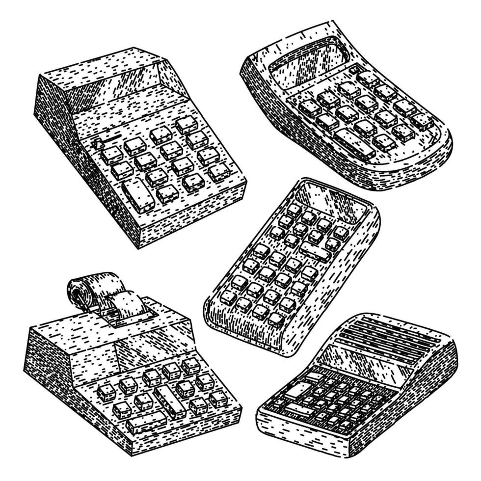 calculator set sketch hand drawn. vector