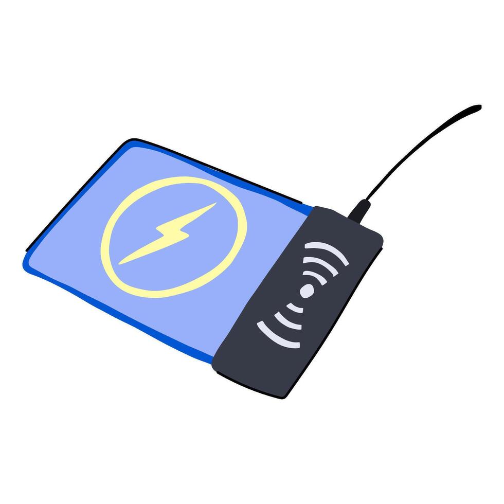 technology charging mouse pad wireless cartoon illustration vector