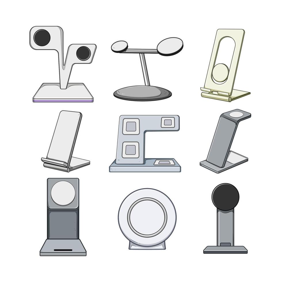 charging stand wireless set cartoon. illustration vector