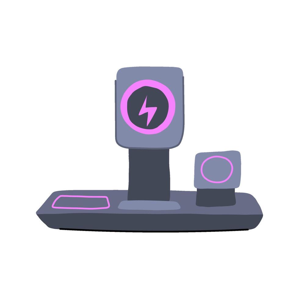 platform charging stand wireless cartoon illustration vector