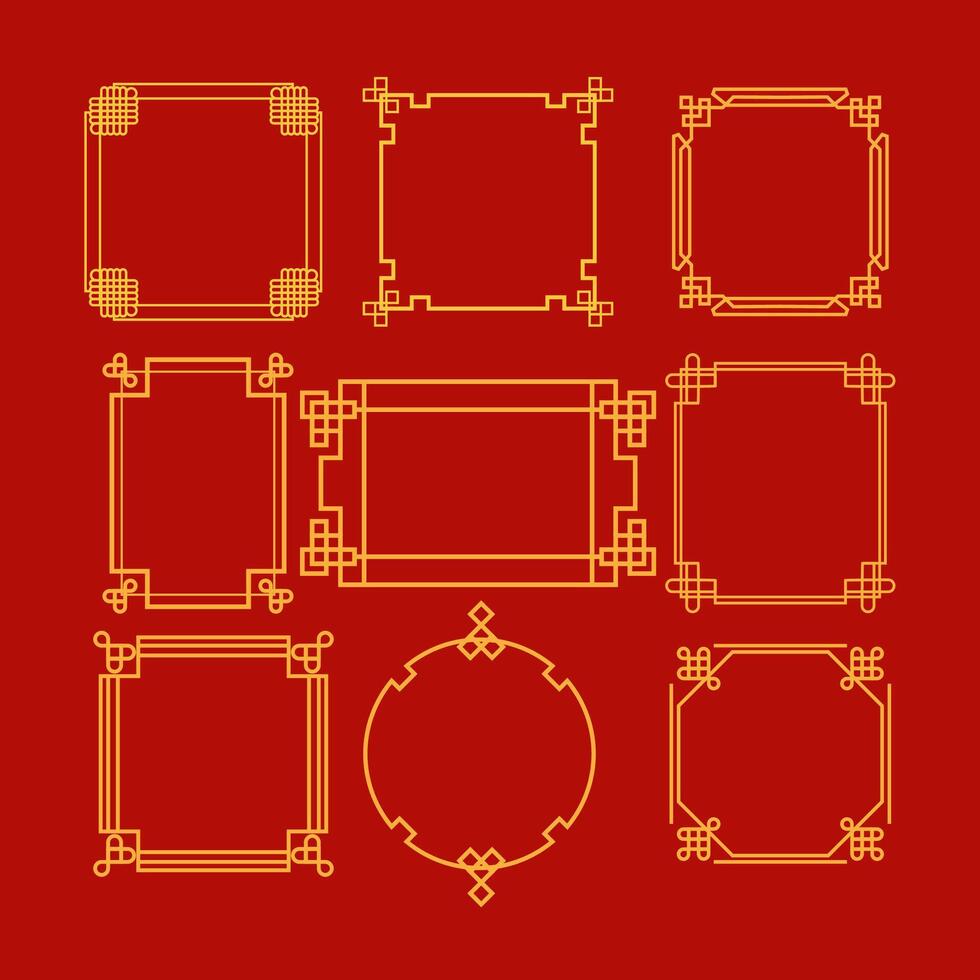 chinese frame border set cartoon illustration vector