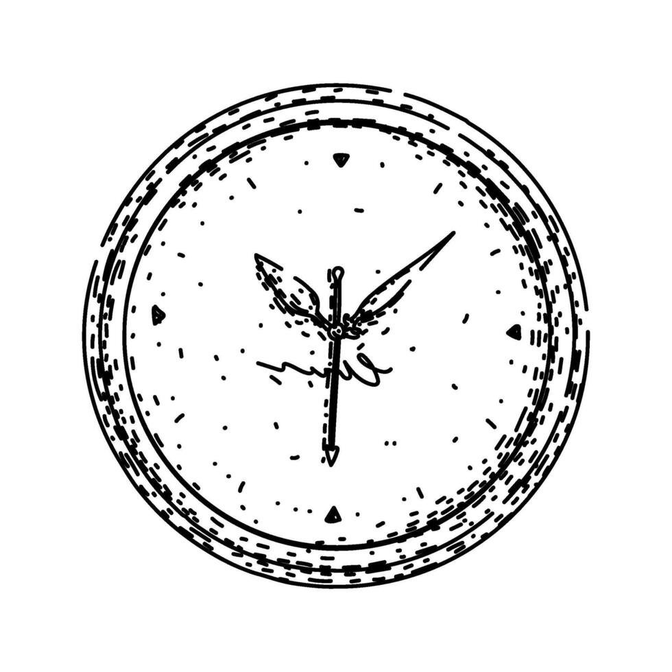 minute clock sketch item hand drawn sign vector