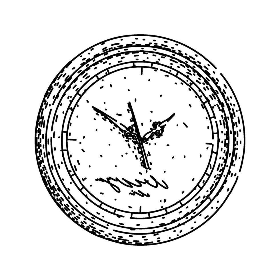watch clock sketch hand drawn sign item vector