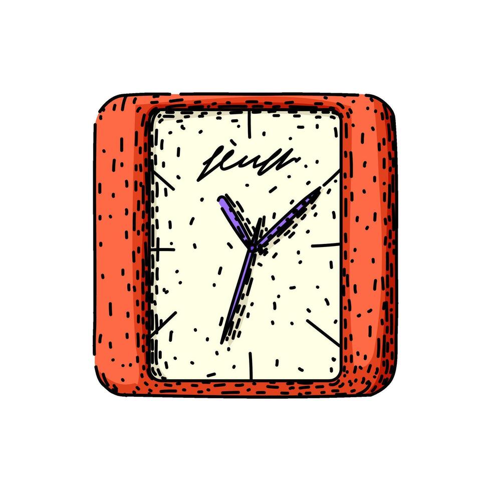 alarm clock sketch hand item drawn sign vector