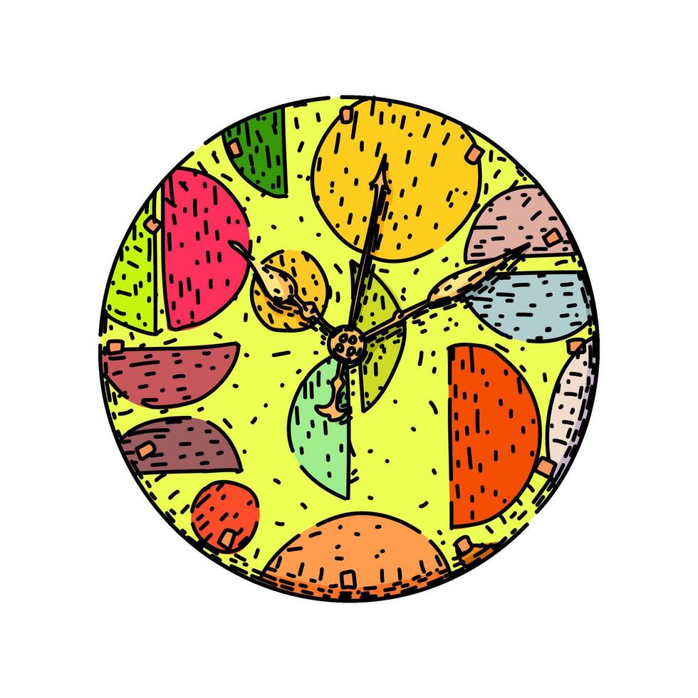 hour clock sketch hand drawn sign item vector