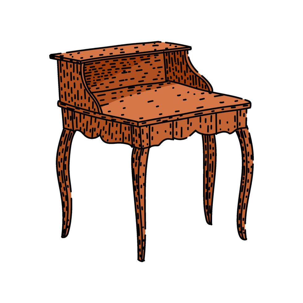 furniture desk sketch hand drawn item vector