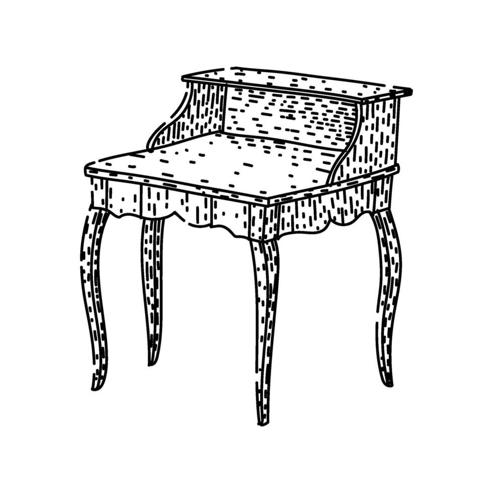 furniture desk sketch item hand drawn vector