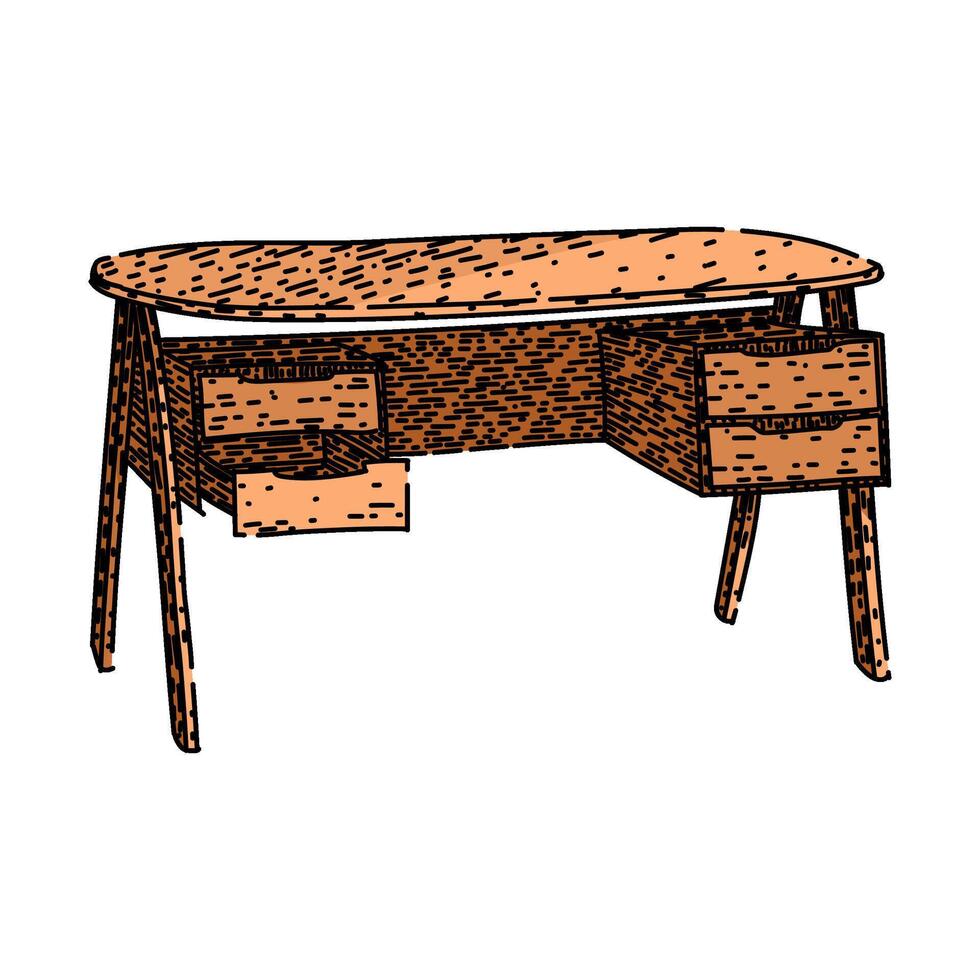chair desk sketch item hand drawn vector