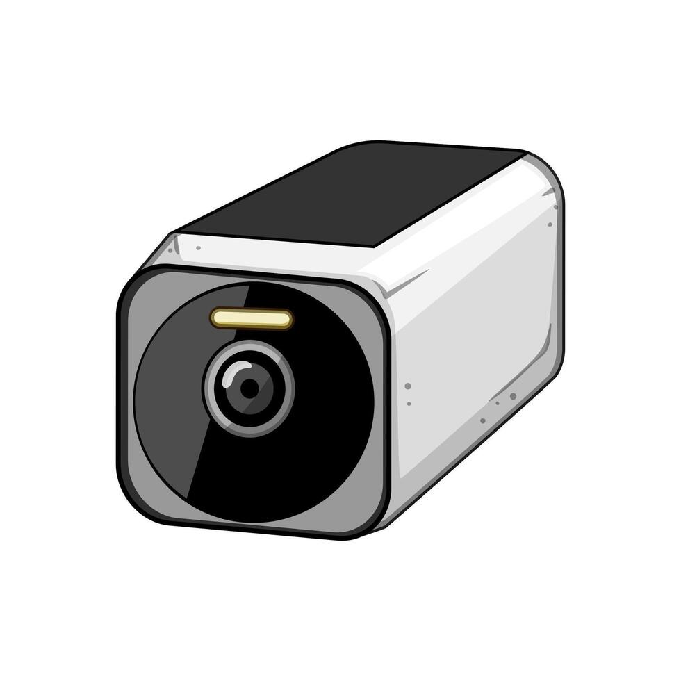 tracking facial recognition item camera cartoon illustration vector