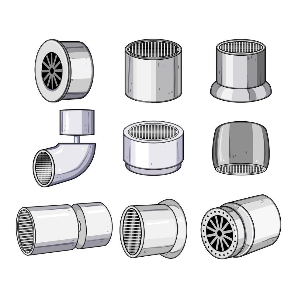faucet aerator set cartoon illustration vector