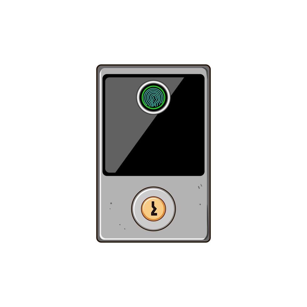 security fingerprint door lock cartoon illustration vector