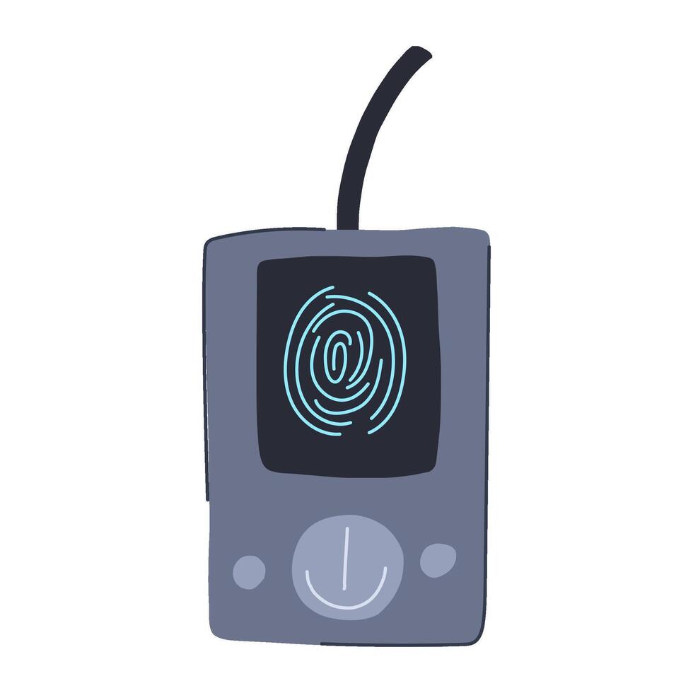 security fingerprint scanner cartoon illustration vector
