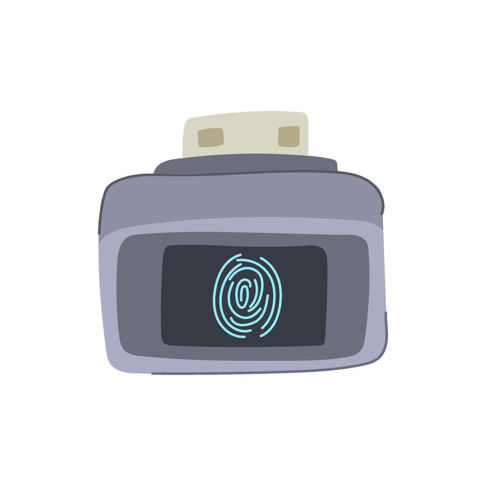 authentication fingerprint scanner cartoon illustration vector