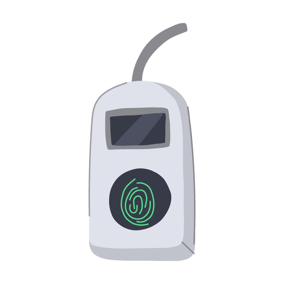 mobile fingerprint scanner cartoon illustration vector