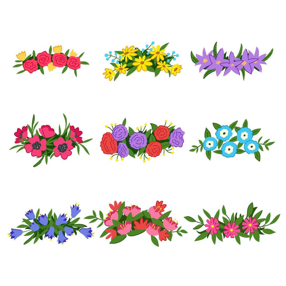 flower crown set cartoon illustration symbol vector