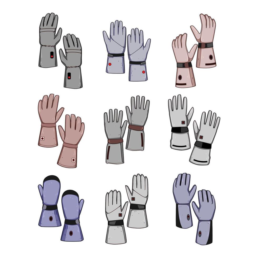 gloves heated set item cartoon illustration vector