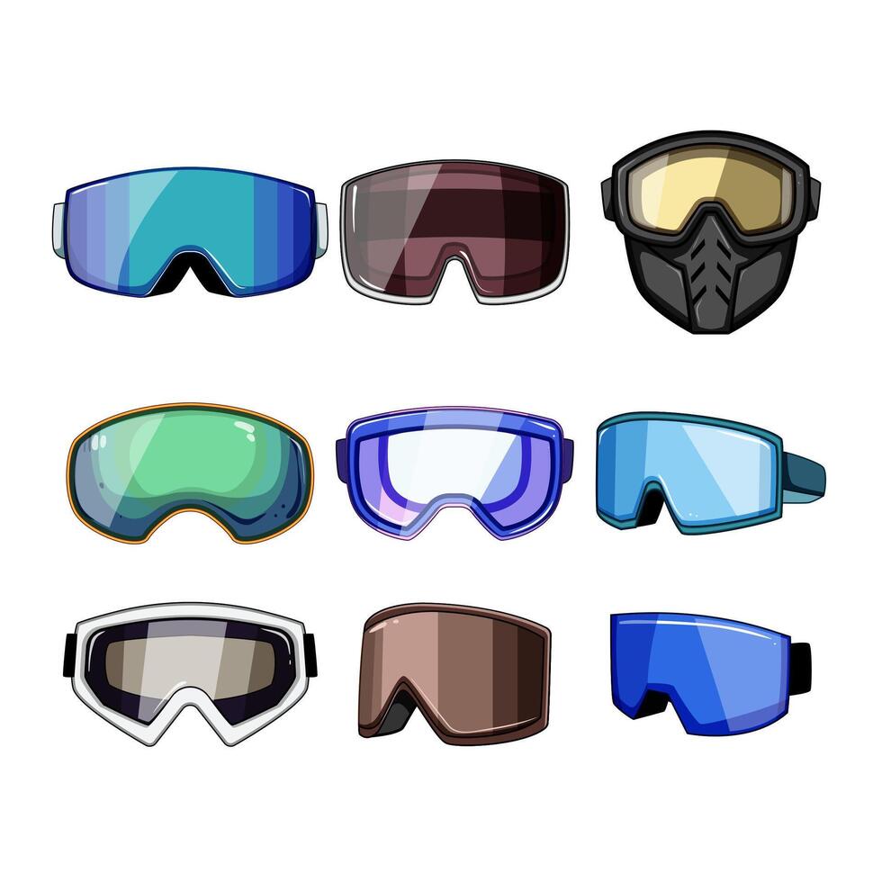 goggles ski set cartoon illustration vector