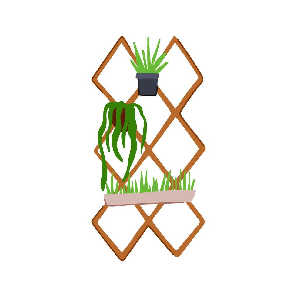space indoor vertical garden cartoon illustration vector