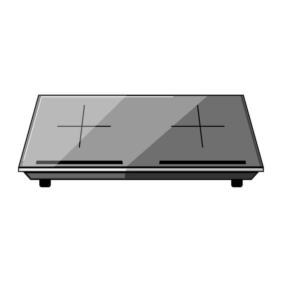 flute induction cooktop cartoon illustration vector