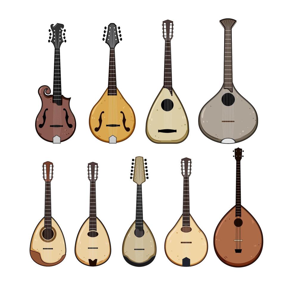 mandolin set cartoon item illustration vector