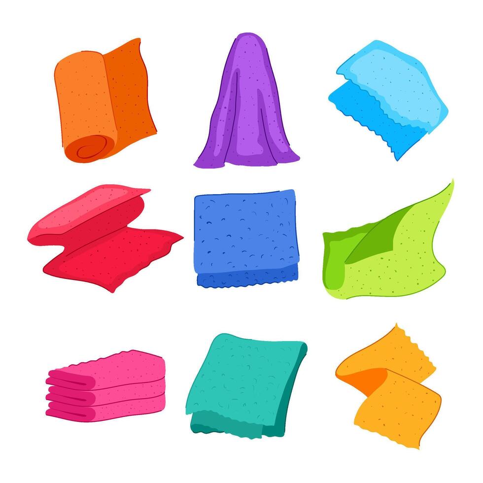 microfiber towel set item cartoon illustration vector
