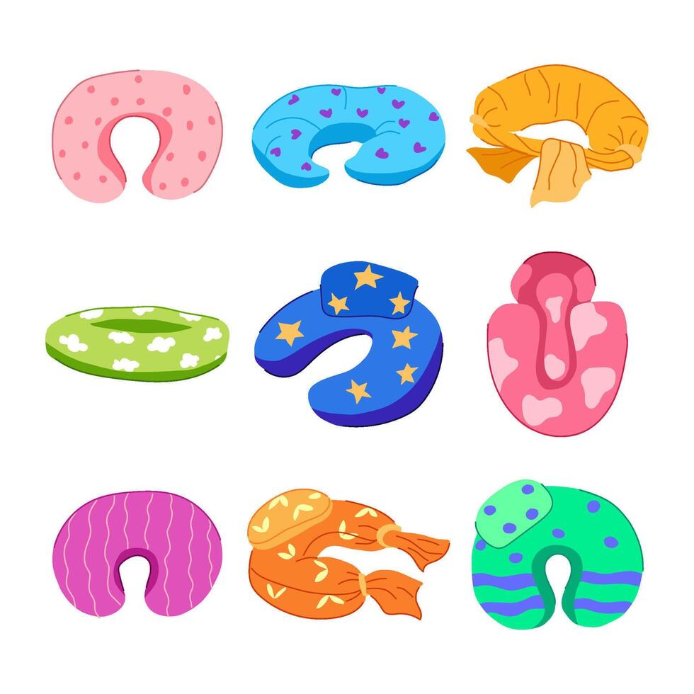 nursing pillow set cartoon illustration item vector