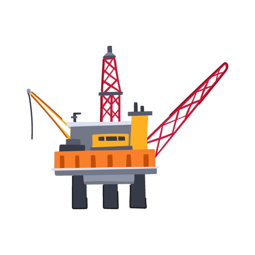 well oil rig cartoon illustration vector