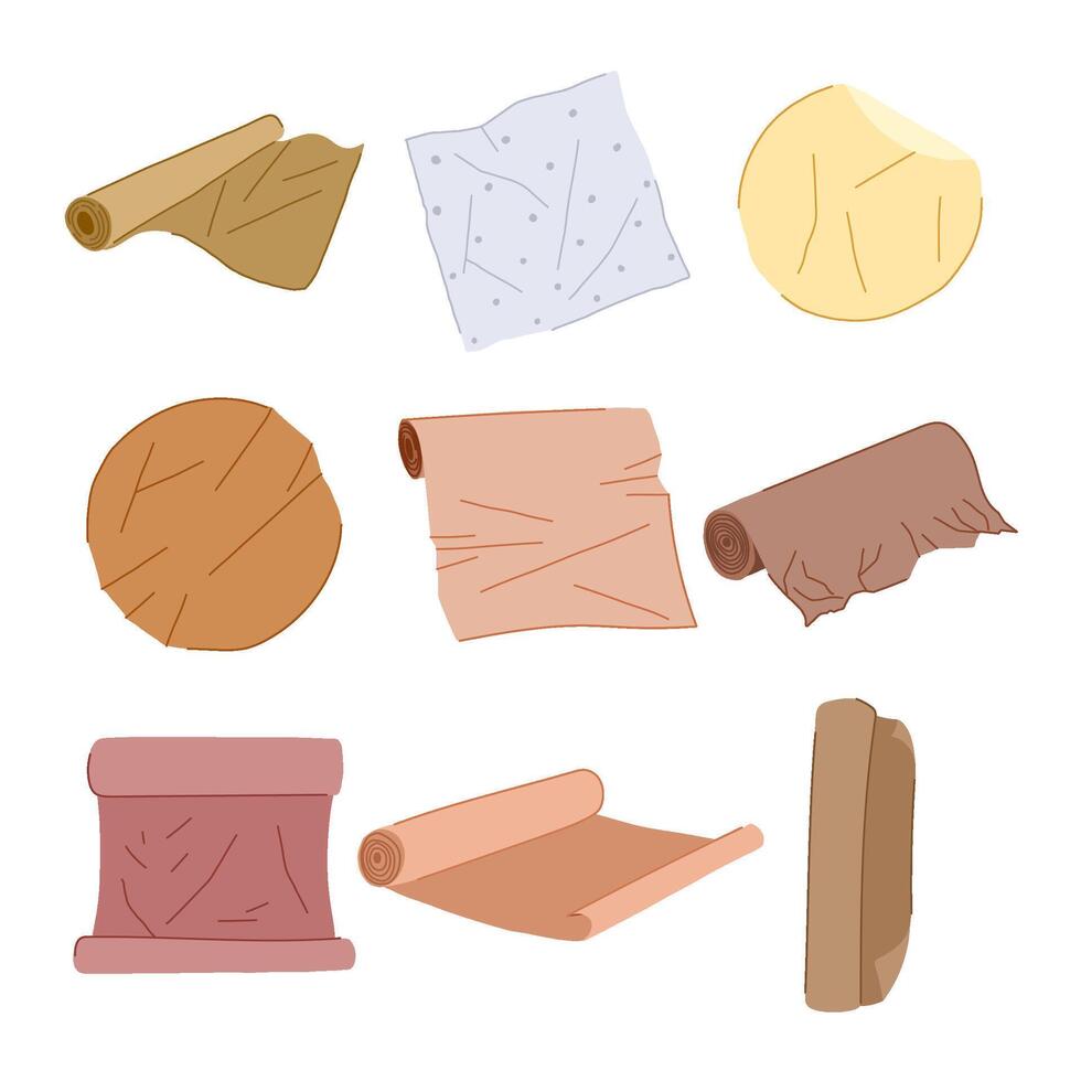 parchment paper set cartoon vector
