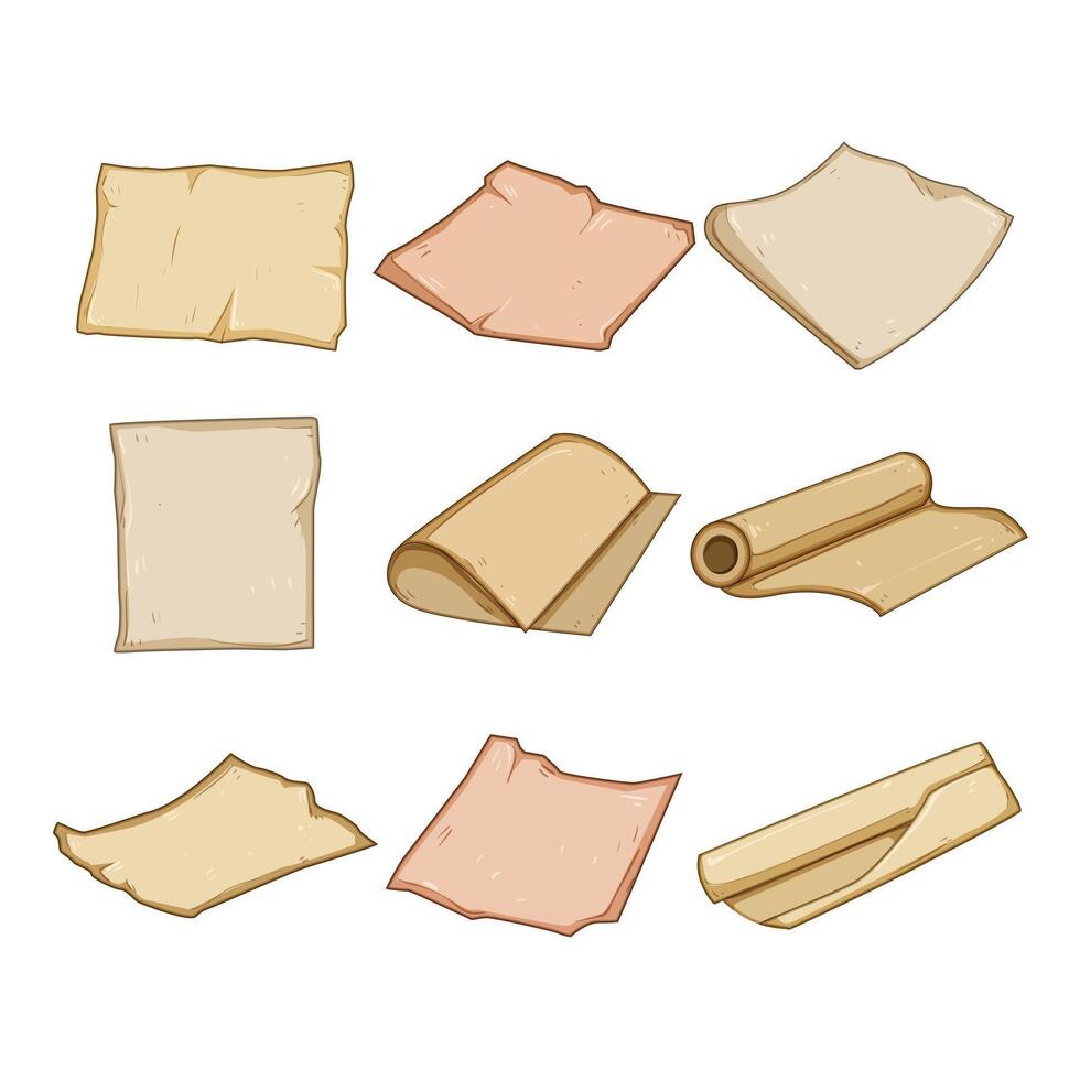 parchment paper set illustration vector