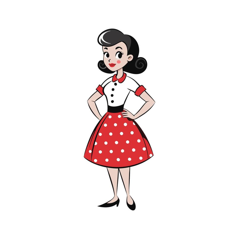 Elegant Vintage Polka Dot Skirt Design for Model vector