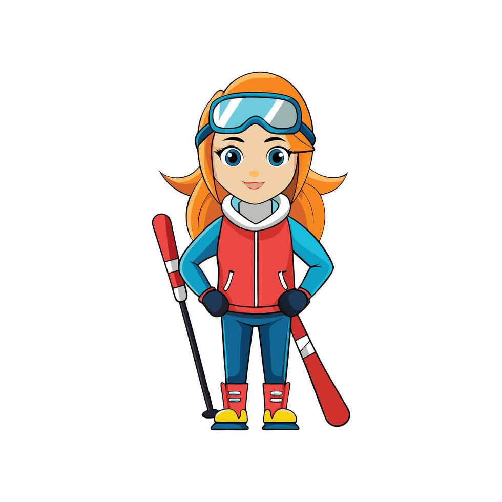 Charming Winter Ski Resort Fashion Model vector