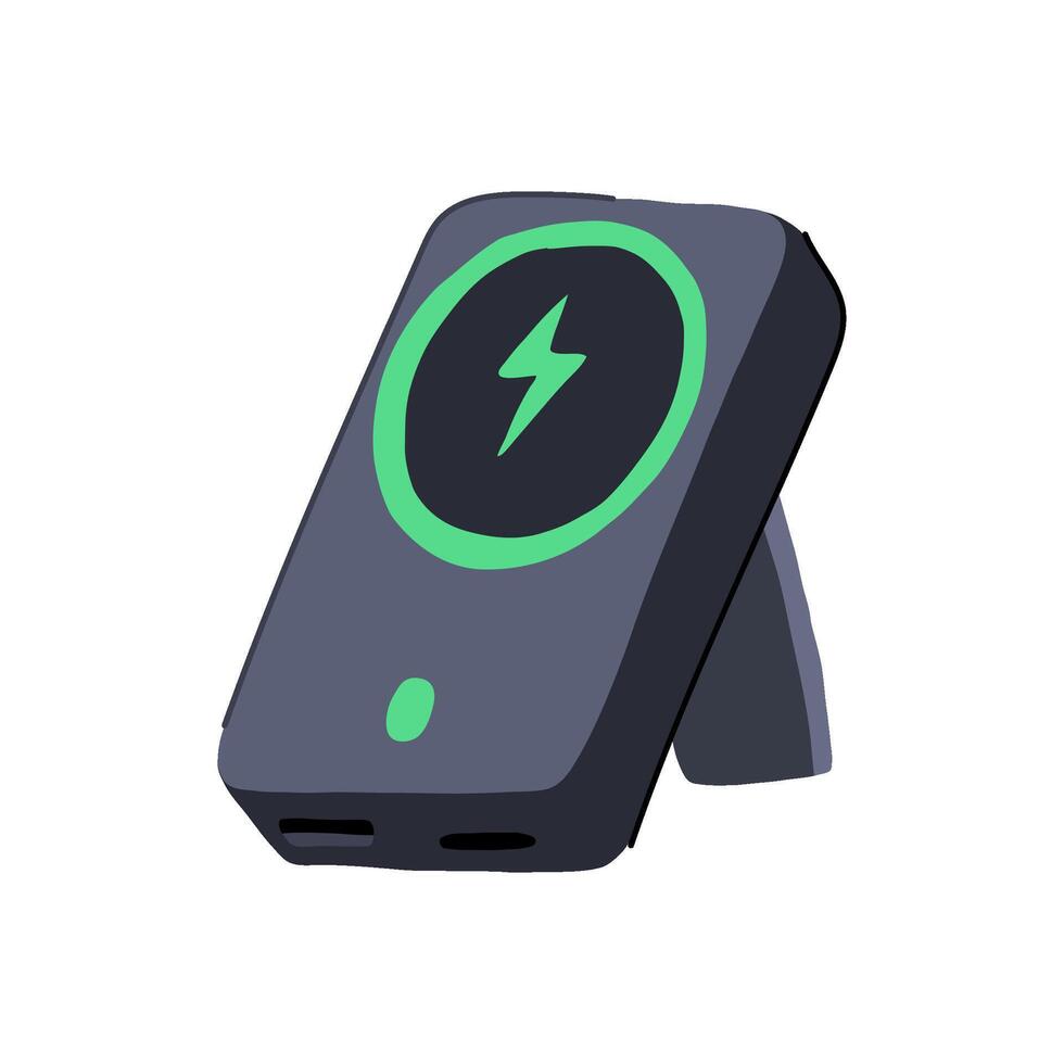 capacity power bank wireless cartoon illustration vector