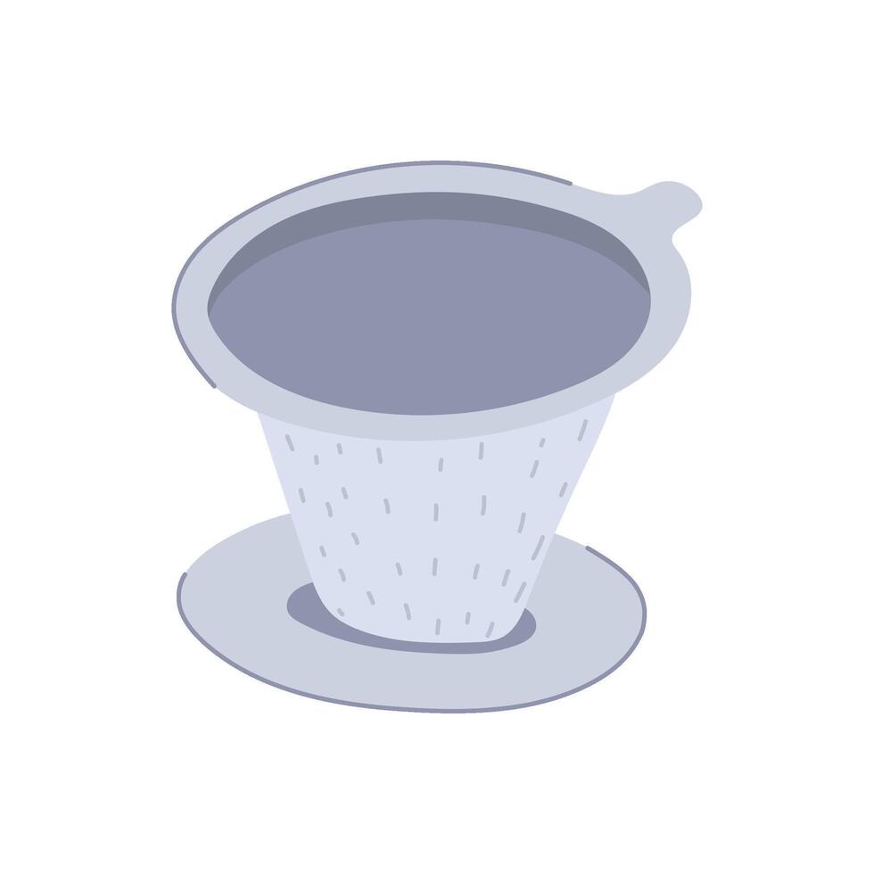 grounds reusable coffee filter cartoon illustration vector