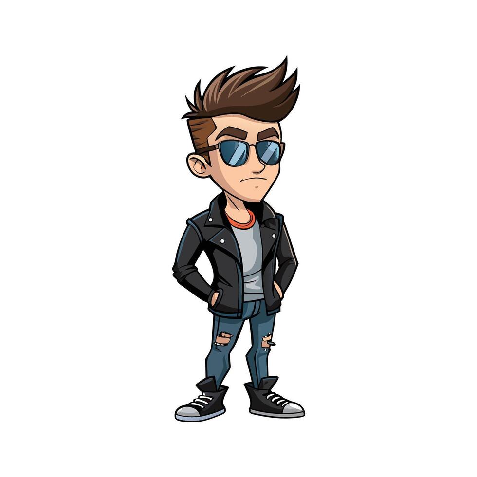 Biker Chic Fashion Model for Edgy Illustrations vector