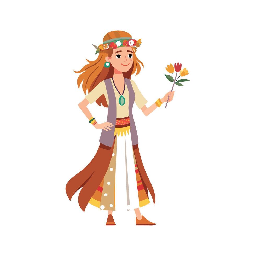 Charming Bohemian Festival Model for Designs vector