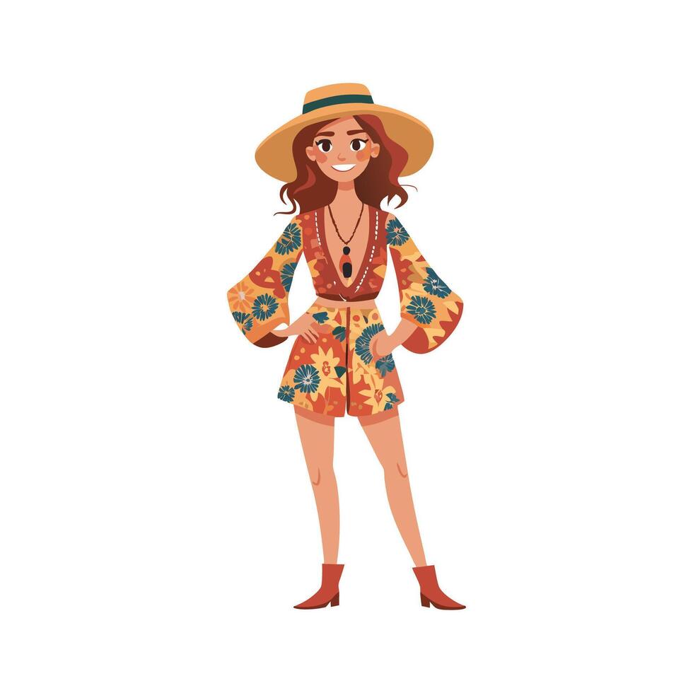 Vibrant Floral Romper Design for Fashion Models vector